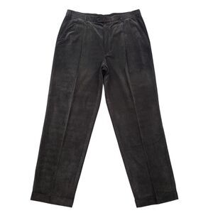 Zanella Austin Dress Pants Mens 38 Cuffed Moleskin Pleated Dark Taupe Italy